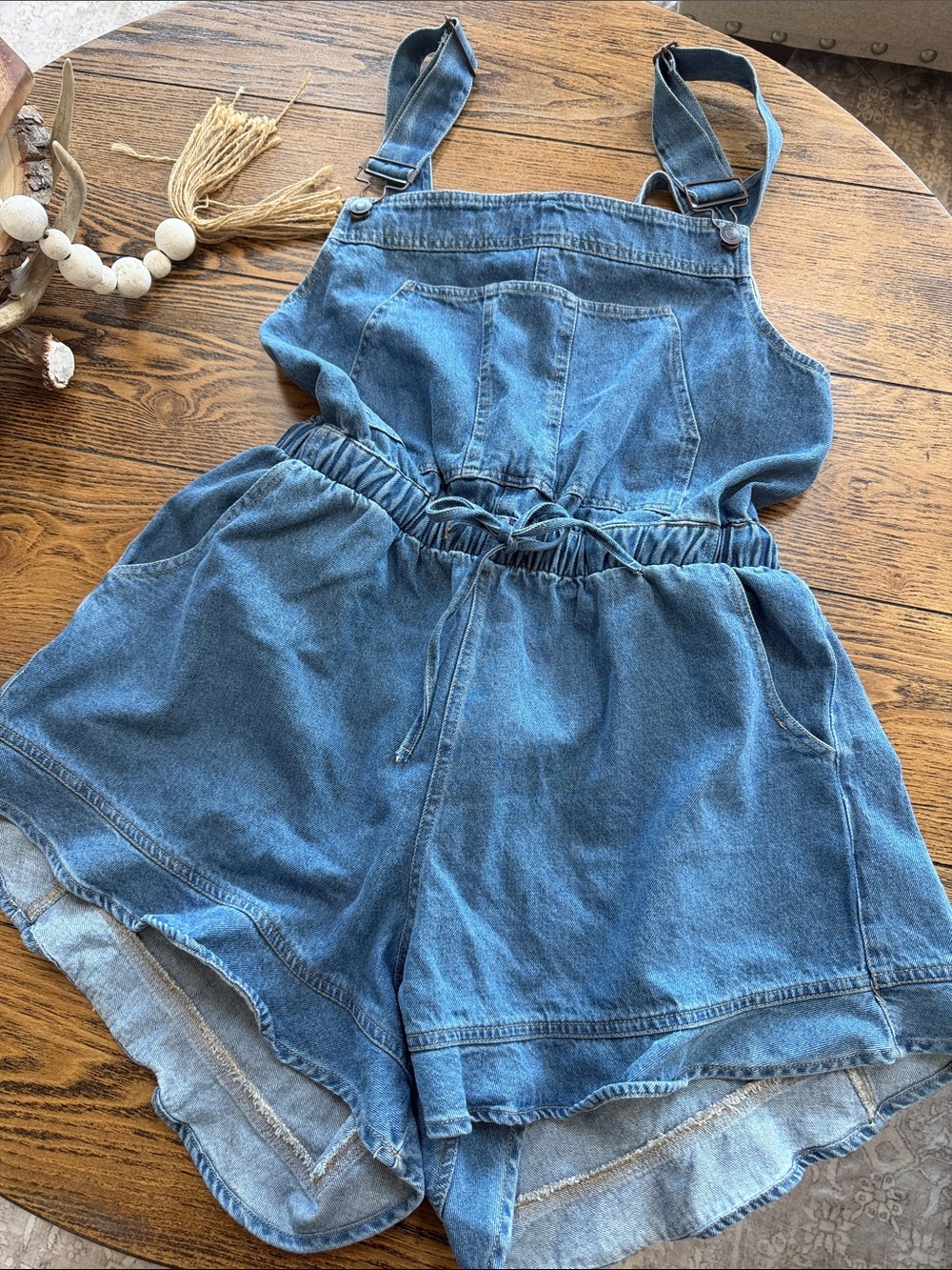 Altar'd State Light Blue Denim Women's Short Overalls